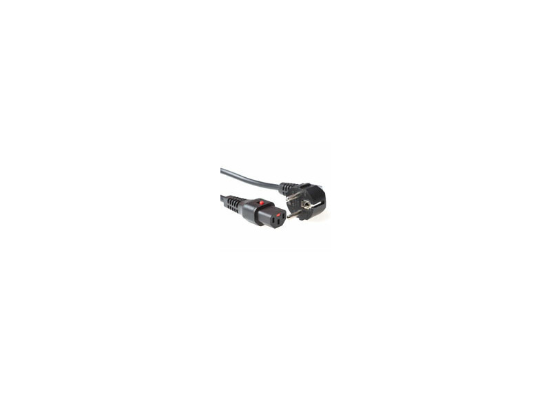 ACT Netsnoer Schuko CEE 7/7 male (haaks) - C13 IEC Lock zwart 2 m, EL182S