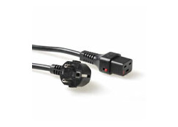ACT Netsnoer Schuko CEE 7/7 male (haaks) - C19 IEC Lock zwart 2 m, EL262S