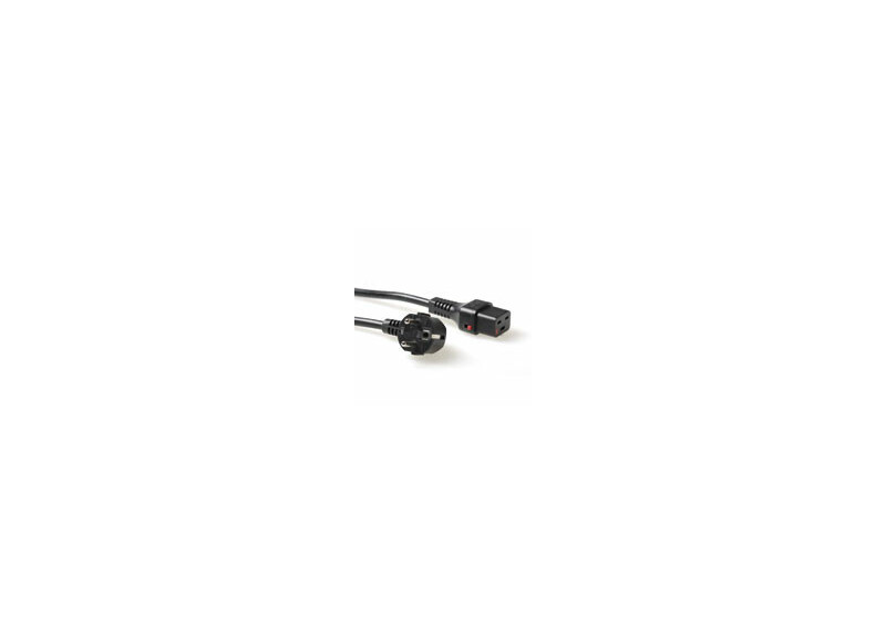 ACT Netsnoer Schuko CEE 7/7 male (haaks) - C19 IEC Lock zwart 2 m, EL262S