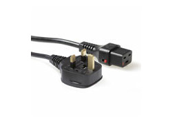 ACT Netsnoer UK male - C19 IEC Lock zwart 2 m, PC1214