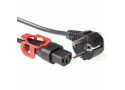 ACT Netsnoer Schuko CEE 7/7 male (haaks) - C13 IEC Lock+ zwart 1 m, EL341S
