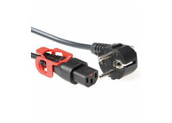 ACT Netsnoer Schuko CEE 7/7 male (haaks) - C13 IEC Lock+ zwart 2 m, EL332S