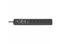 Brennenstuhl Secure-Tec, stekkerdoos, 6 sockets type E, 3m, zwart, met schakelaar en overspanningsbeveiliging