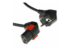 ACT Netsnoer Schuko CEE 7/7 male (haaks) - C13 IEC Lock (onder haaks) zwart 1 m, EL449S
