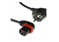 ACT Netsnoer Schuko CEE 7/7 male (haaks) - C13 IEC Lock (links haaks) zwart 1 m, EL447S