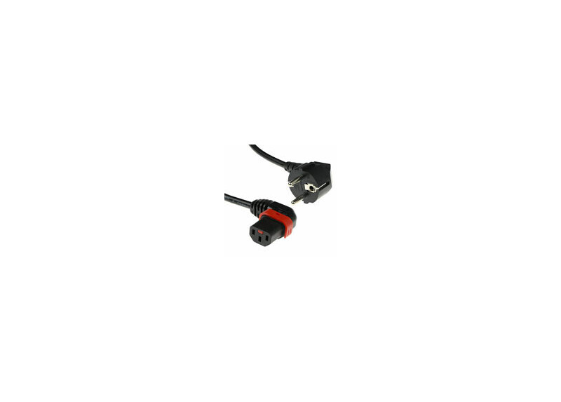 ACT Netsnoer Schuko CEE 7/7 male (haaks) - C13 IEC Lock (links haaks) zwart 1 m, EL447S
