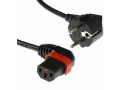 ACT Netsnoer Schuko CEE 7/7 male (haaks) - C13 IEC Lock (links haaks) zwart 2 m, EL451S