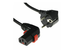 ACT Netsnoer Schuko CEE 7/7 male (haaks) - C13 IEC Lock (rechts haaks) zwart 3 m, EL454S