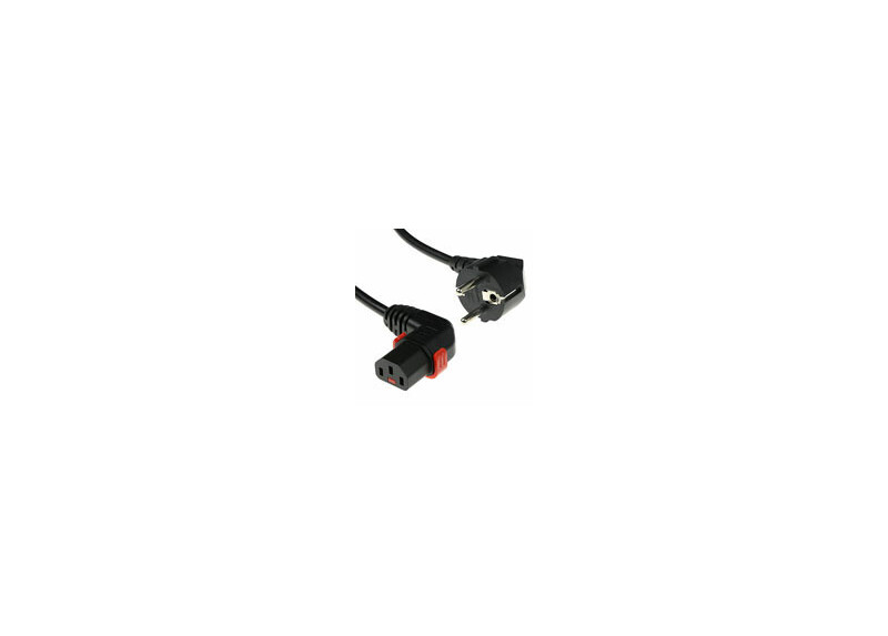 ACT Netsnoer Schuko CEE 7/7 male (haaks) - C13 IEC Lock (rechts haaks) zwart 3 m, EL454S