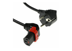 ACT Netsnoer Schuko CEE 7/7 male (haaks) - C13 IEC Lock (boven haaks) zwart 1 m, EL448S
