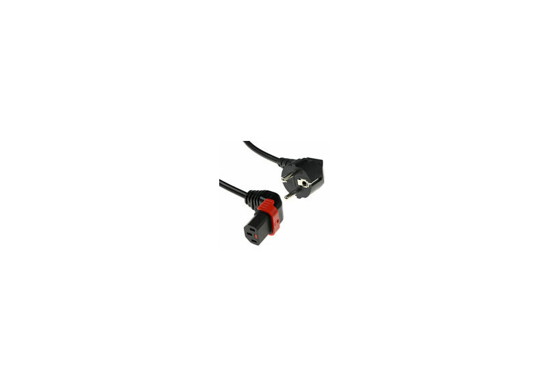 ACT Netsnoer Schuko CEE 7/7 male (haaks) - C13 IEC Lock (boven haaks) zwart 1 m, EL448S