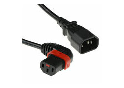 ACT Netsnoer C14 - C13 IEC Lock (links haaks) zwart 3 m, PC2050