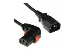 ACT Netsnoer C14 - C13 IEC Lock (rechts haaks) zwart 1 m, PC2041