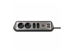 Brennenstuhl Estilo Corner, stekkerdoos met USB poorten, 4 sockets, 2m, zwart