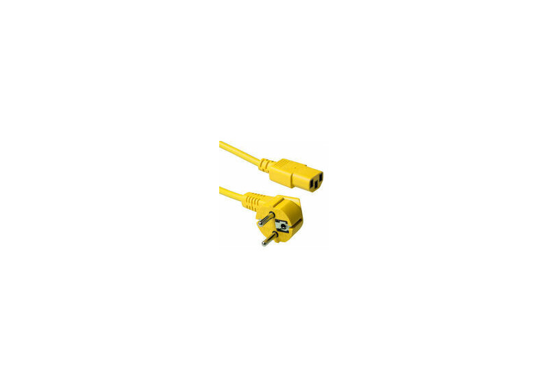 ACT Netsnoer Schuko CEE 7/7 male (haaks) - C13 IEC 60320 geel 5 m