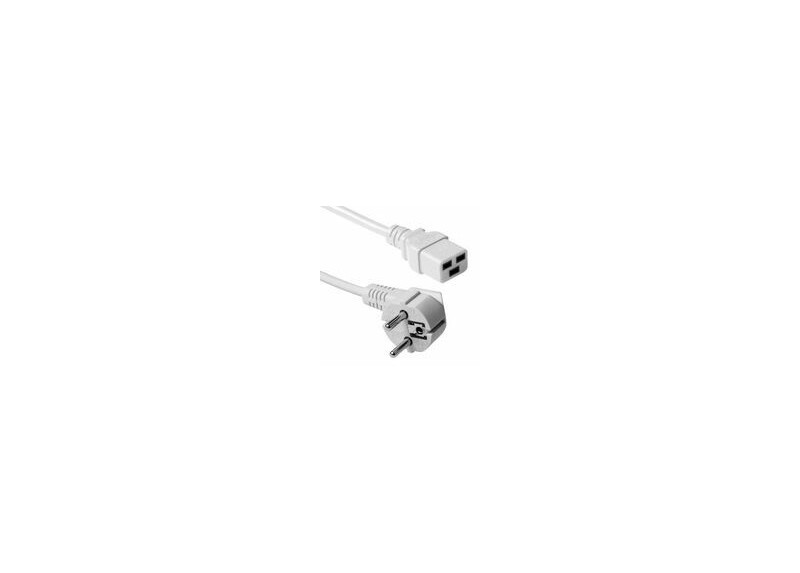 ACT Netsnoer Schuko CEE 7/7 male (haaks) - C19 IEC 60320 wit 3 m