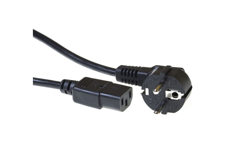 ACT Netsnoer Schuko CEE 7/7 male (haaks) - C13 IEC 60320 zwart 0,2 m
