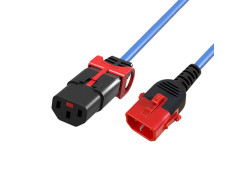 ACT Netsnoer C13 IEC Lock+ - C14 IEC Lock Dual Locking blauw 2 m, PC3621