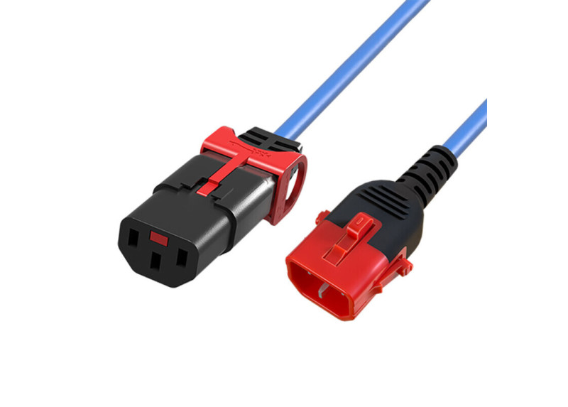 ACT Netsnoer C13 IEC Lock+ - C14 IEC Lock Dual Locking blauw 2 m, PC3621