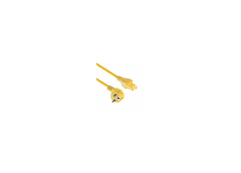 ACT Netsnoer Schuko CEE 7/7 male (haaks) - C15 IEC 60320 geel 2 m