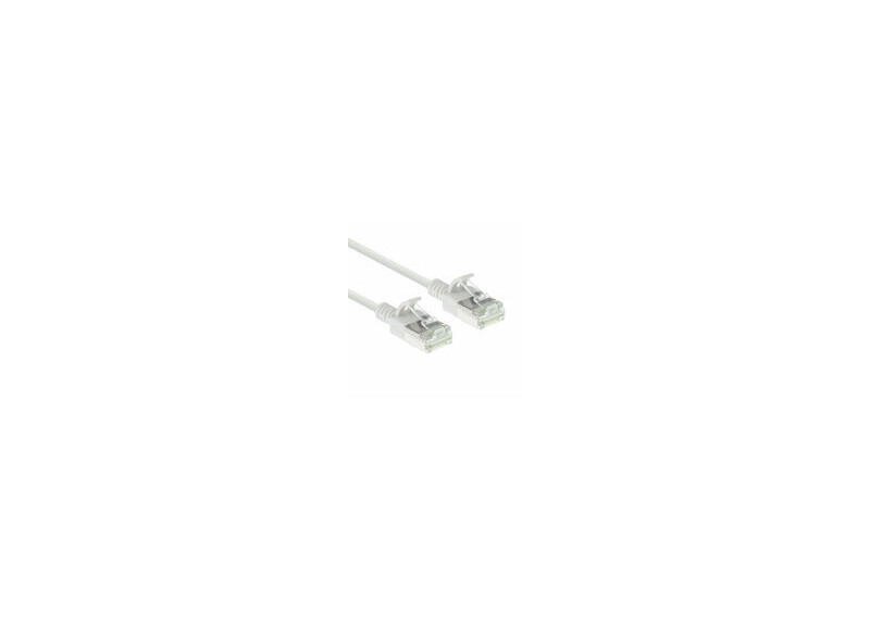 ACT Witte 2 meter LSZH U/FTP CAT6A datacenter slimline patchkabel snagless met RJ45 connectoren