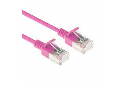 ACT Roze 1 meter LSZH U/FTP CAT6A datacenter slimline patchkabel snagless met RJ45 connectoren