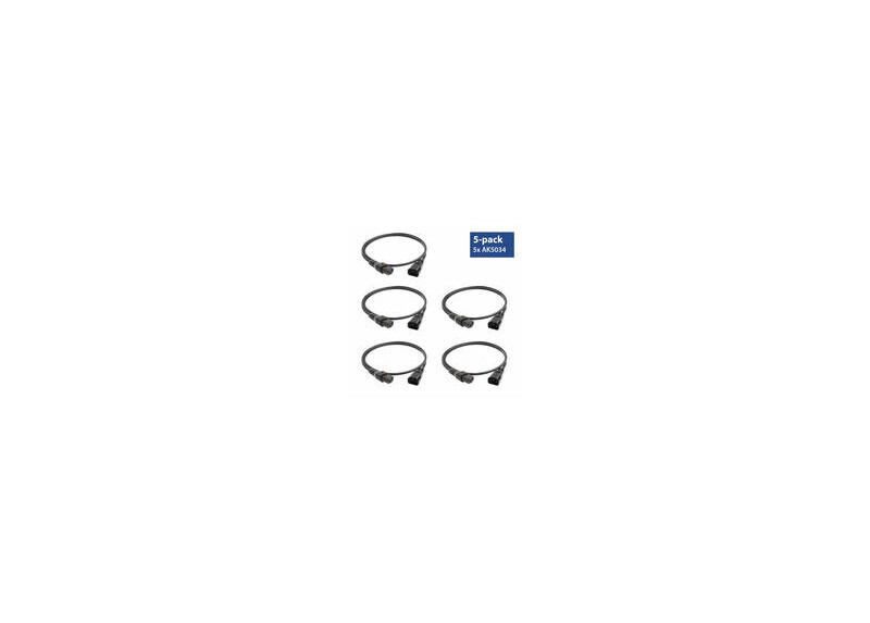 ACT Netsnoer C13 IEC Lock - C14 zwart 2 m, PC1021, 5-Pack