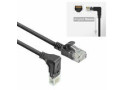 ACT Zwarte 0,5 meter U/UTP CAT6A LSZH Slimline patchkabel met RJ45 connectoren, recht naar 90° haaks beneden