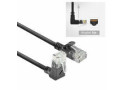 ACT Zwarte 0,5 meter U/UTP CAT6A LSZH Slimline patchkabel met RJ45 connectoren, recht naar 90° haaks boven