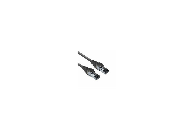 ACT Zwarte 5 meter S/FTP CAT6A IDC 4PPoE / PoE++ 100W LSZH patchkabel snagless met RJ45 connectoren, ACT Powerpatch