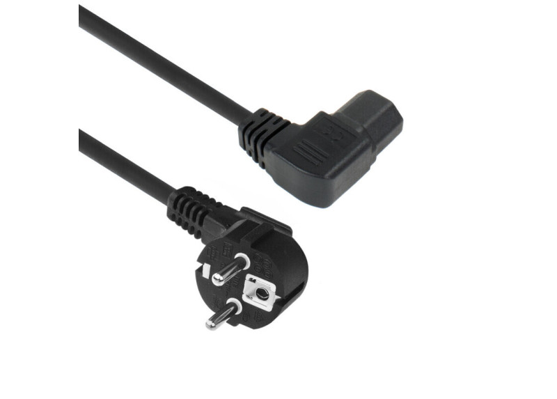 ACT Netsnoer Schuko CEE 7/7 male (haaks) - C15 (haaks links) IEC 60320 zwart 1 m