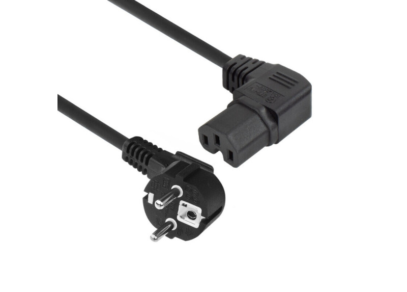 ACT Netsnoer Schuko CEE 7/7 male (haaks) - C15 (haaks rechts) IEC 60320 zwart 2 m