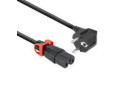 ACT Netsnoer Schuko CEE 7/7 male (angled)  - C15 IEC Lock+ zwart 1 m, EL603S