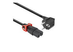 ACT Netsnoer Schuko CEE 7/7 male (angled)  - C15 IEC Lock+ zwart 1 m, EL603S