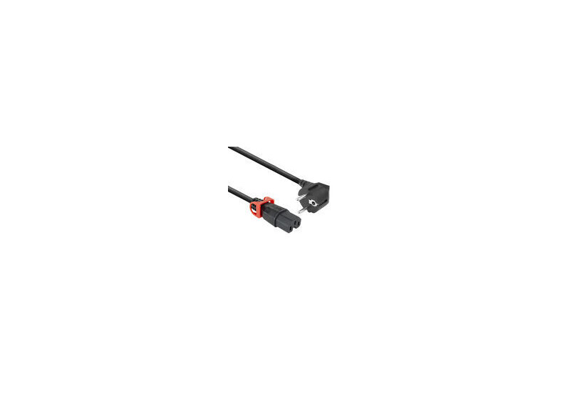 ACT Netsnoer Schuko CEE 7/7 male (angled)  - C15 IEC Lock+ zwart 2 m, EL604S