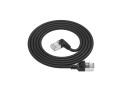 ACT Zwarte 5 meter U/FTP CAT6A LSZH Slimline patchkabel met RJ45 connectoren recht naar 90° haaks rechts