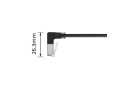 ACT Zwarte 1 meter U/FTP CAT6A LSZH Slimline patchkabel met RJ45 connectoren 90° haaks beneden naar 90° haaks beneden