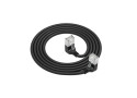 ACT Zwarte 1,5 meter U/FTP CAT6A LSZH Slimline patchkabel met RJ45 connectoren 90° haaks beneden naar 90° haaks beneden