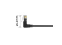ACT Zwarte 0,15 meter U/UTP CAT6A LSZH Slimline patchkabel met RJ45 connectoren 90° haaks boven naar 90° haaks boven
