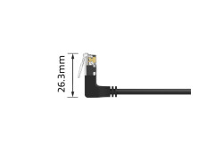 ACT Zwarte 0,15 meter U/UTP CAT6A LSZH Slimline patchkabel met RJ45 connectoren 90° haaks boven naar 90° haaks boven