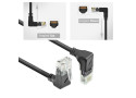 ACT Zwarte 1,5 meter U/UTP CAT6A LSZH Slimline patchkabel met RJ45 connectoren 90° haaks beneden naar 90° haaks boven