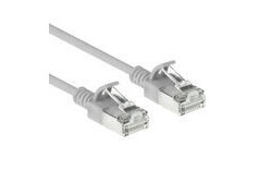ACT Grijze 0,5 meter LSZH S/FTP CAT6A slimline patchkabel snagless met RJ45 connectoren
