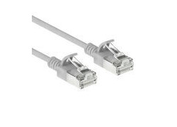 ACT Grijze 10 meter LSZH S/FTP CAT6A slimline patchkabel snagless met RJ45 connectoren