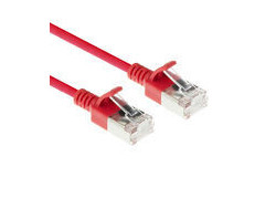 ACT Rode 3 meter LSZH S/FTP CAT6A slimline patchkabel snagless met RJ45 connectoren