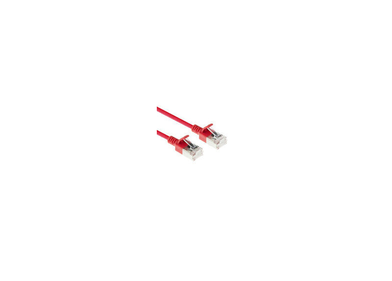 ACT Rode 3 meter LSZH S/FTP CAT6A slimline patchkabel snagless met RJ45 connectoren