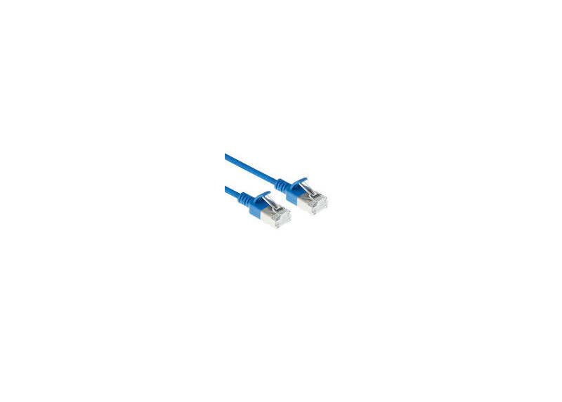 ACT Blauwe 1,5 meter LSZH S/FTP CAT6A slimline patchkabel snagless met RJ45 connectoren
