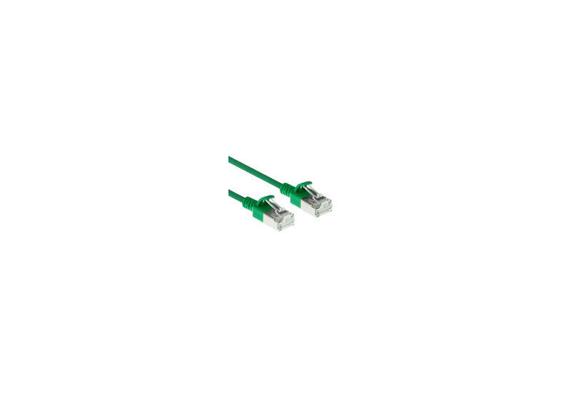 ACT Groene 1,5 meter LSZH S/FTP CAT6A slimline patchkabel snagless met RJ45 connectoren