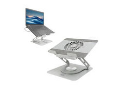 ACT Laptopstandaard 360° draaibaar, met ventilator, traploos in hoogte verstelbaar