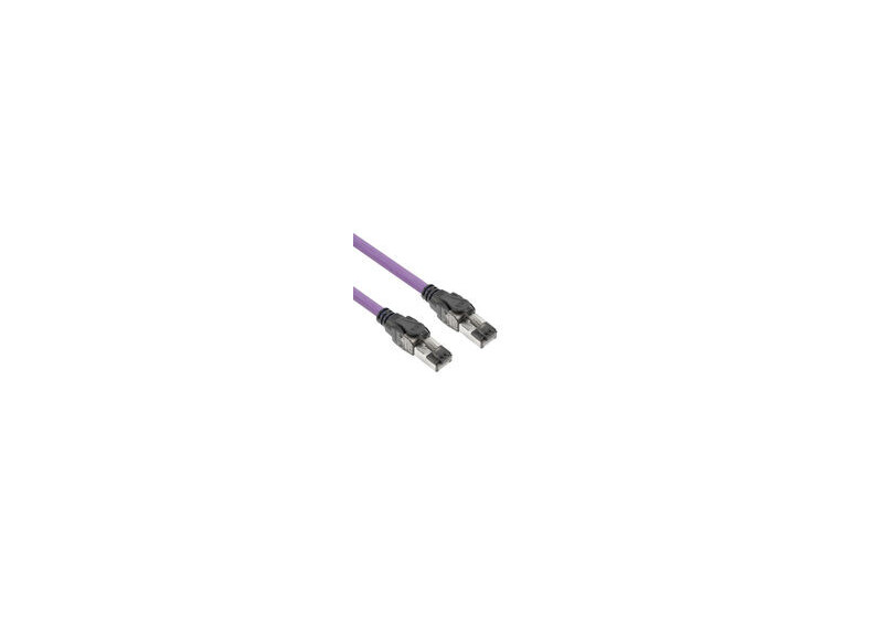 ACT Paars 5 meter S/FTP CAT6A B2ca PoE++ 100W solid prefab installatiekabel, RJ45 male – male