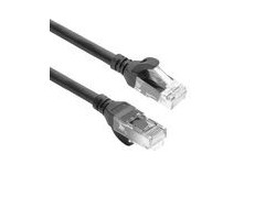 ACT Zwarte 1 meter TPE U/UTP CAT6A ultra-flex patchkabel snagless met RJ45 connectoren